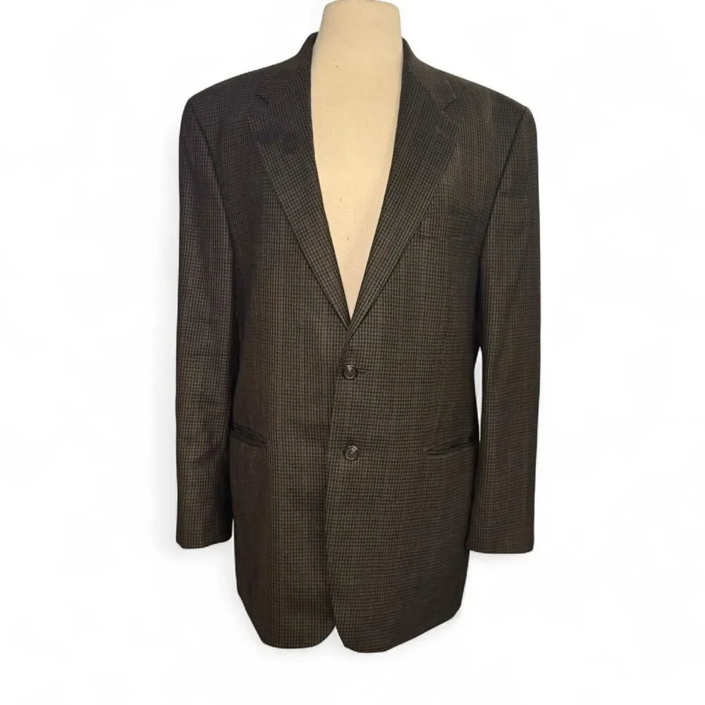 Lauren Ralph Lauren 100% Wool Sport Coat 44L Brown Houndstooth Checked Canada